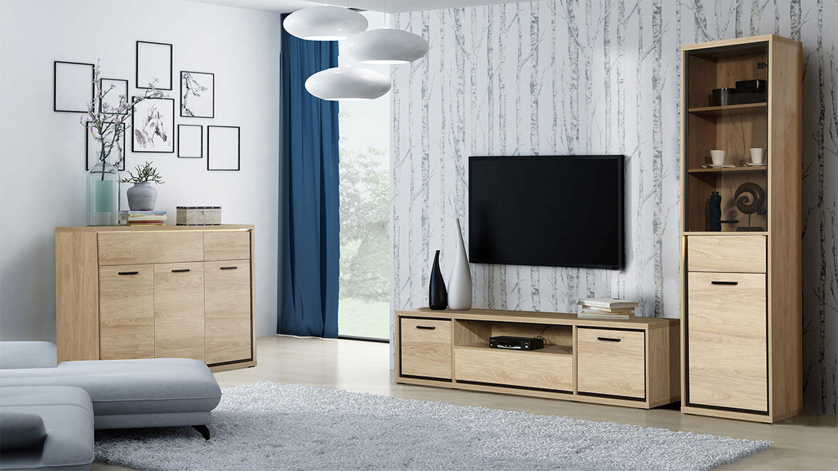 Könyvespolc Mediolan 04 (Sarged SR04), Szín: Fényes fa, Led világítás: Igen