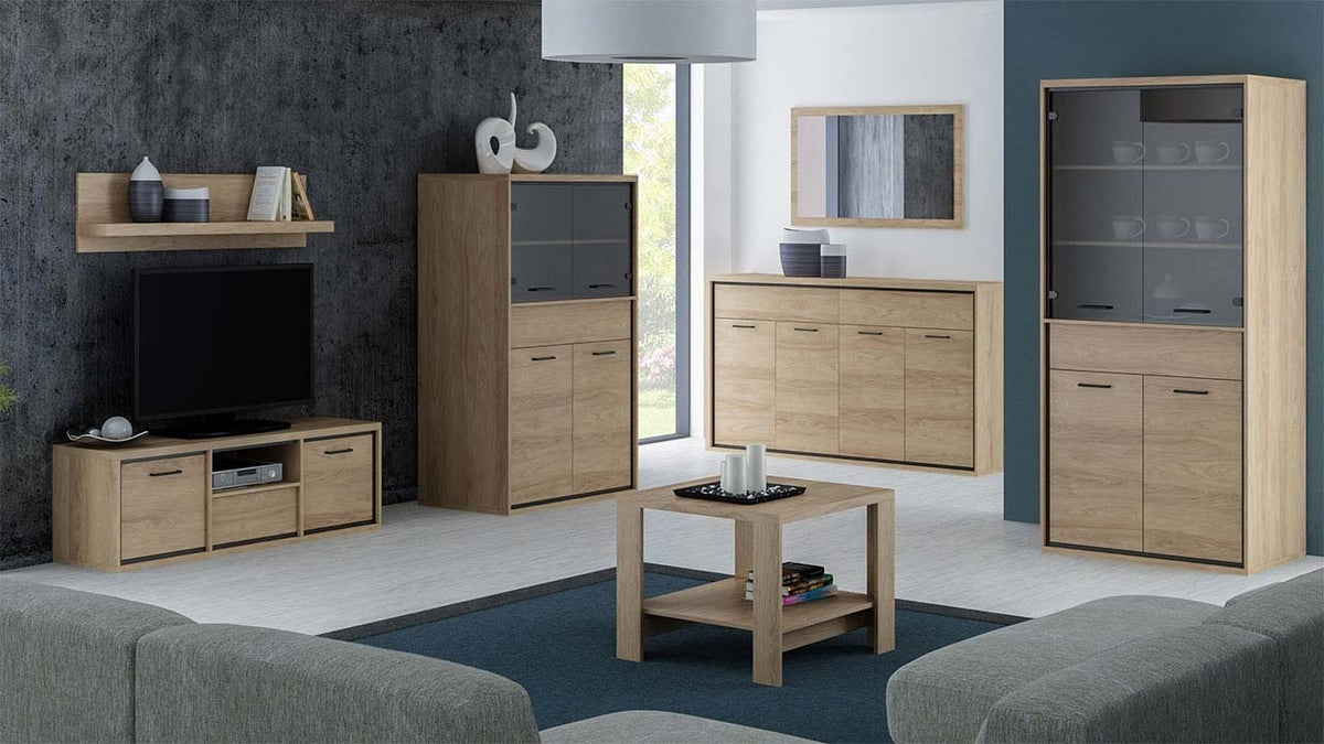 Könyvespolc Mediolan 03 (Sarged SR03), Szín: Fényes fa, Led világítás: Nem