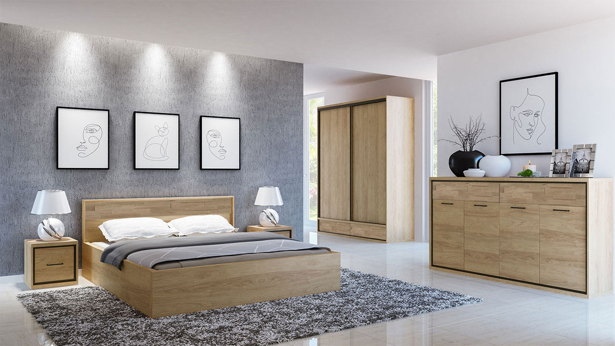 Gardróbszekrény Mediolan 19 (Sarged SR19), Szín: Fényes fa + Tölgy