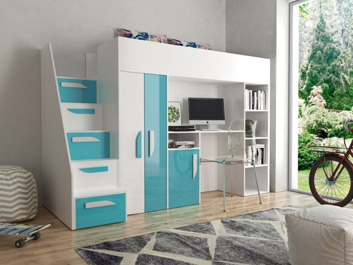 Galériaágy PARTY 14 (Pen 14), Szín: Fehér + Fényes Türkiz + Fényes fehér