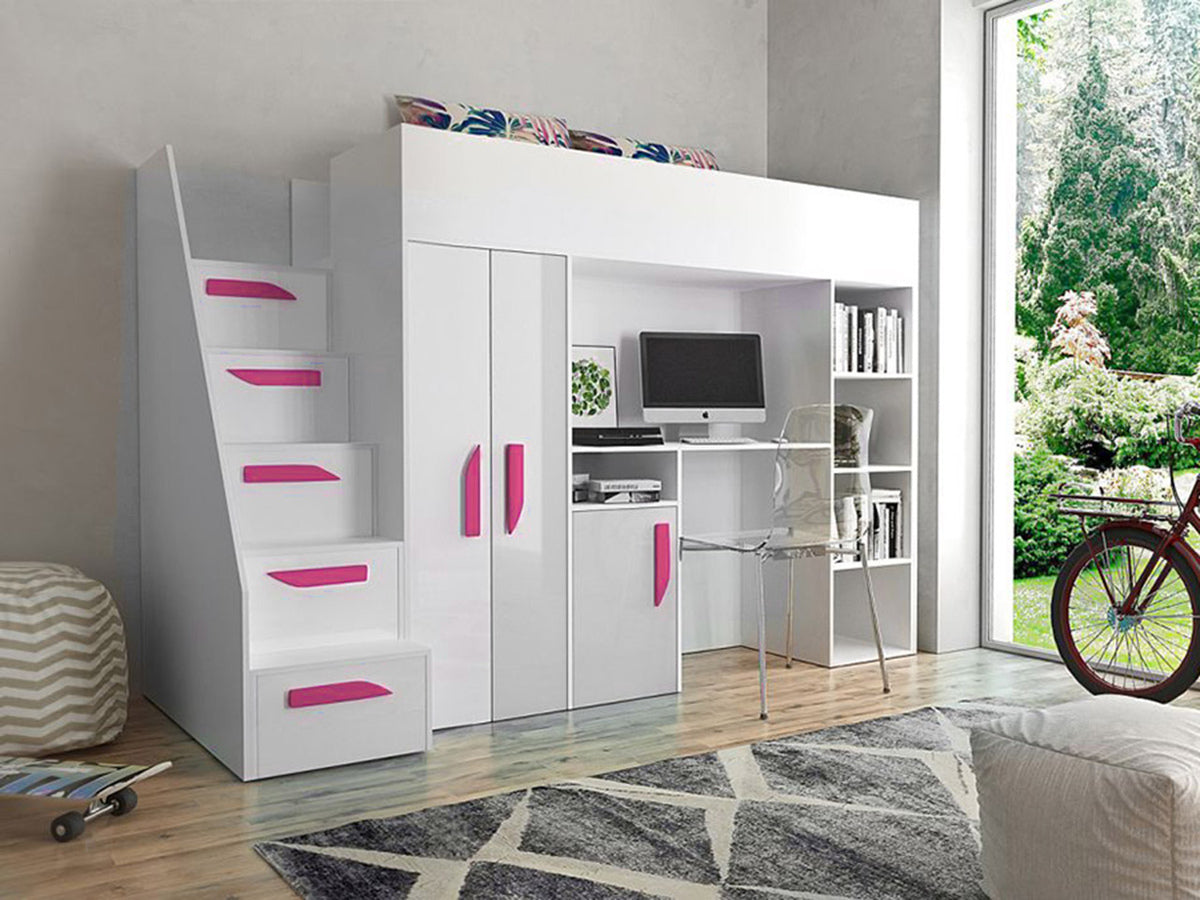 Galériaágy PARTY 14 (Pen 14), Szín: Fehér + Fényes fehér + Fényes rózsaszínű