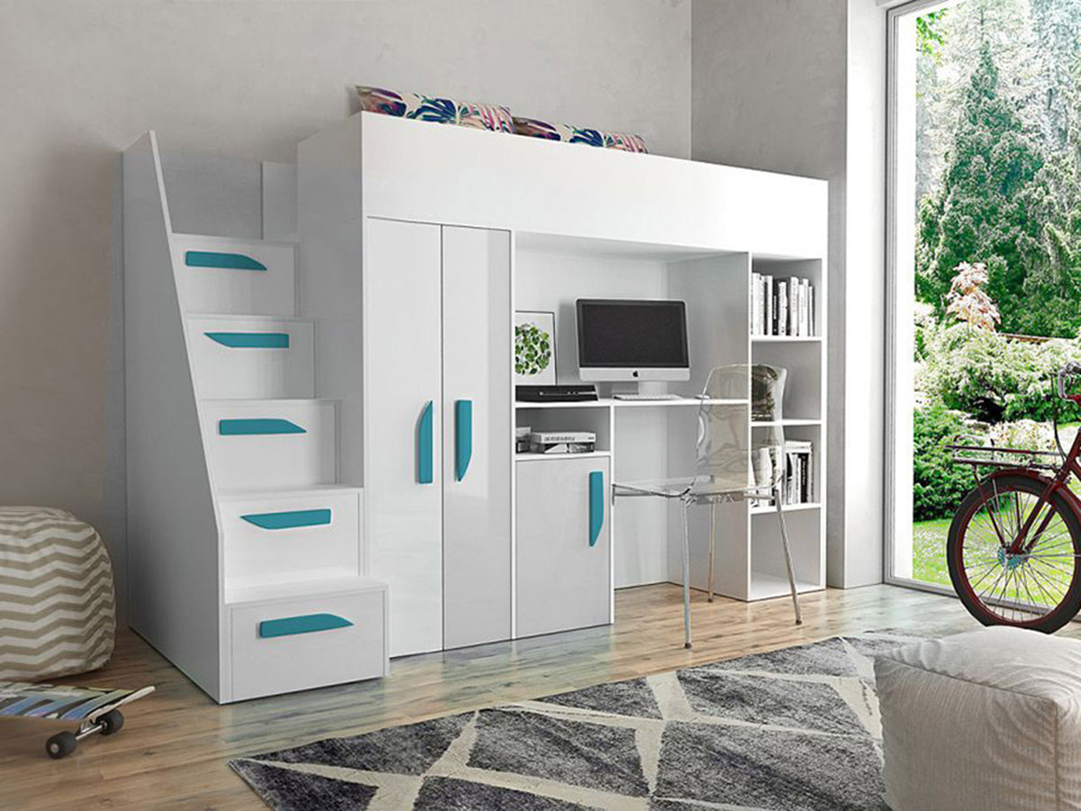 Galériaágy PARTY 14 (Pen 14), Szín: Fehér + Fényes fehér + Fényes Türkiz