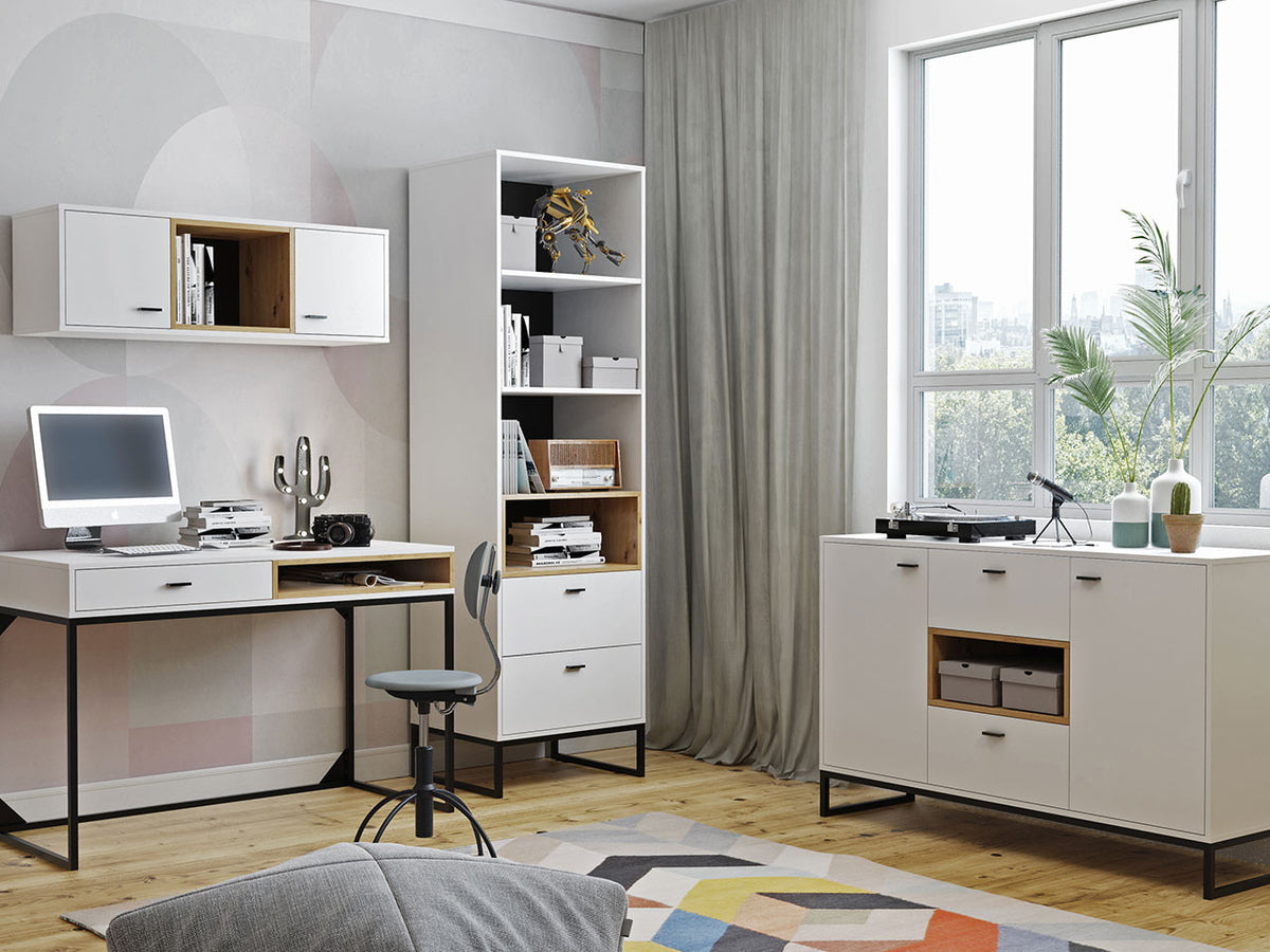 Fali szekrény Olier Ol WISZ2D (OL07), Szín: Fehér + Artisan tölgy