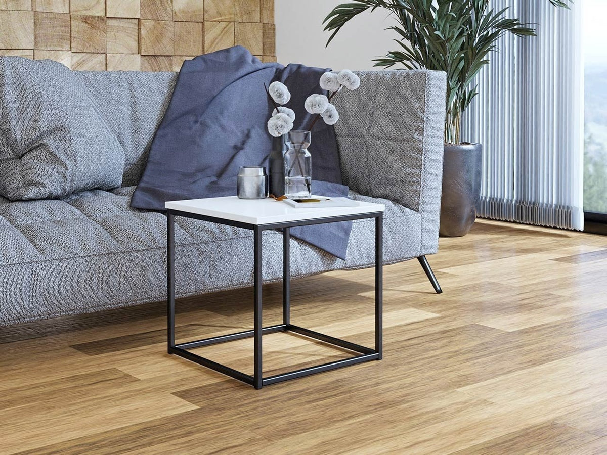 Dohányzóasztal Cubo S (Etelka S), Szín: Matt fekete + Fényes fehér