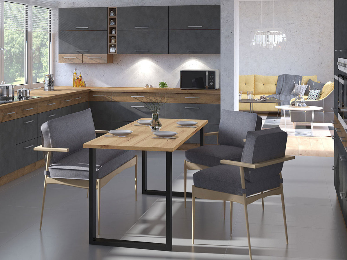 Asztal IMPERIAL (Wawik) 185x67, Szín: Artisan tölgy + Fekete