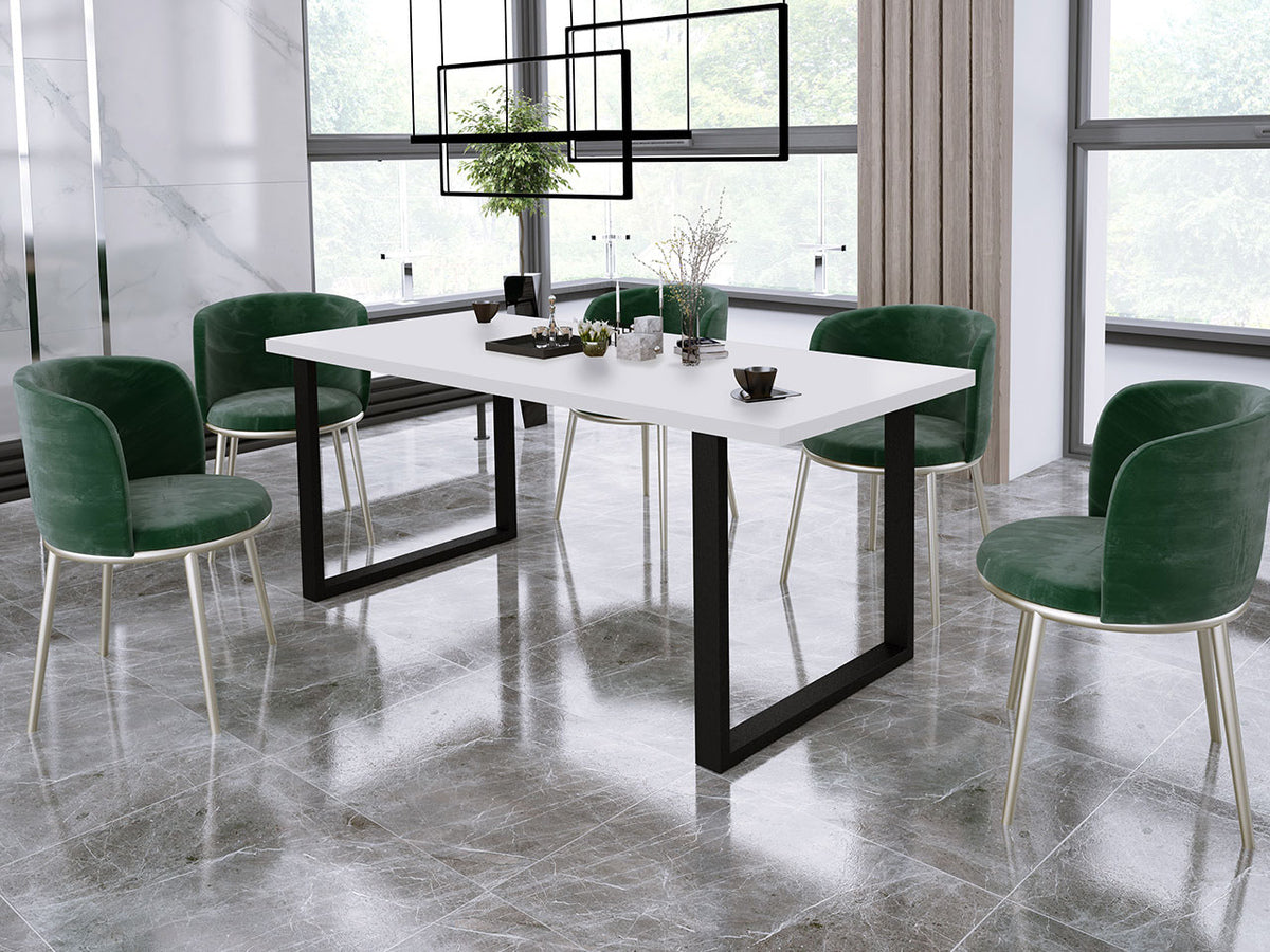 Asztal IMPERIAL (Wawik) 185x67, Szín: Fehér + Fekete