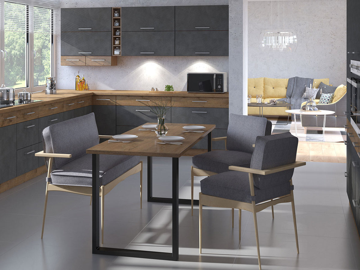 Asztal IMPERIAL (Wawik) 185x67, Szín: Lándzsa tölgy + Fekete