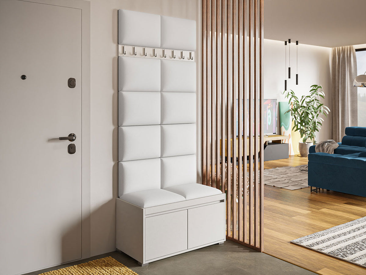 Előszoba garnitúra GRAWIS (Konkor) 80 + 12sz, Szín: Fehér + Öko bőr Soft 017