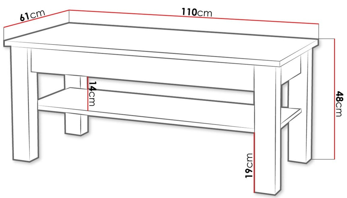 Dohányzóasztal Cezar C19, Szín: Sonoma tölgy
