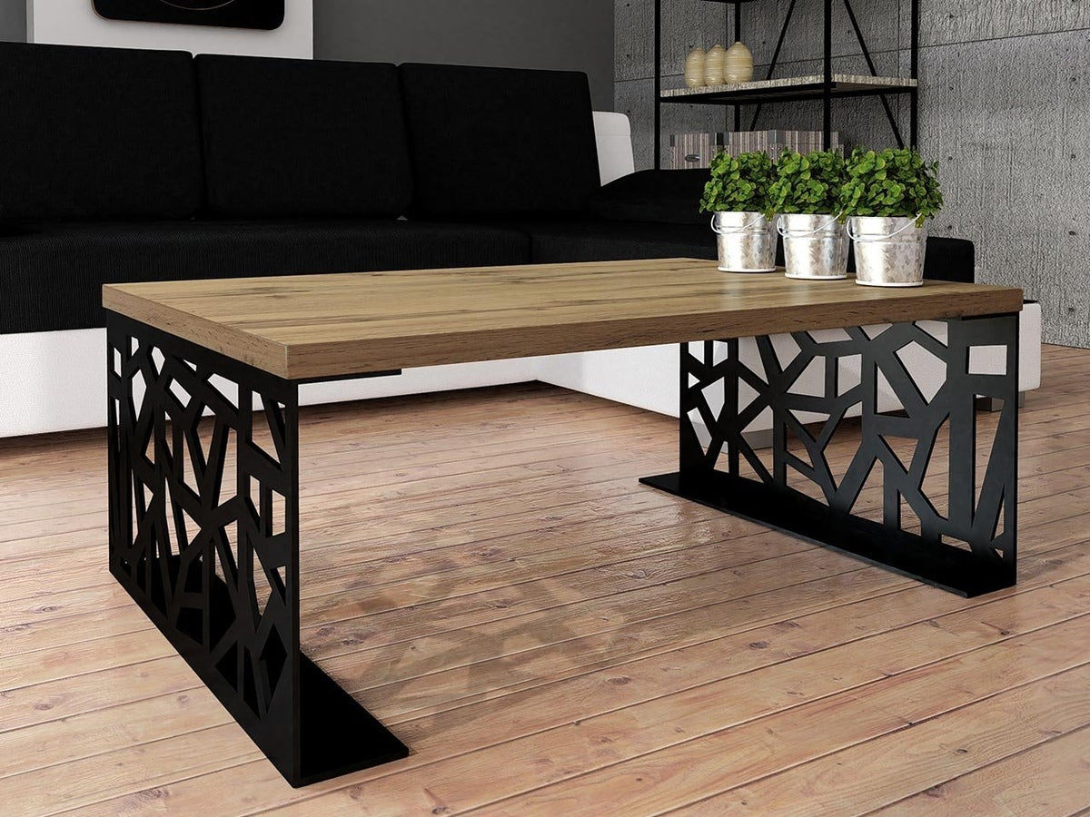 Dohányzóasztal Pales (Lessa), Szín: Matt fekete + Tölgy