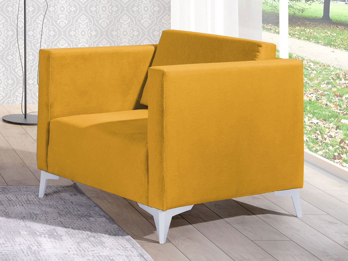 Fotel SZAFIR 1 (Denim 1), Szín: Solo 257, Lábak színe: Fényes fehér