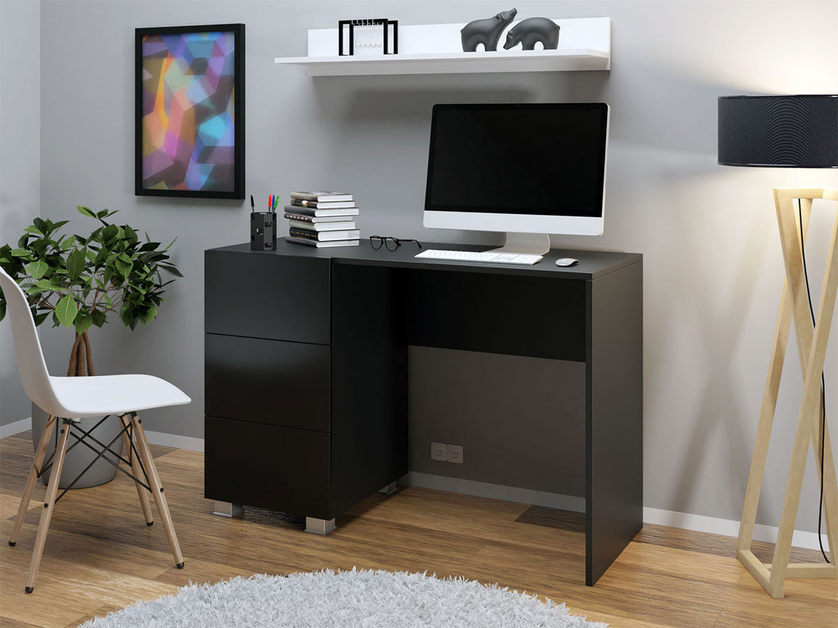 Íróasztal Calabrini (Bralani BR08), Szín: Fekete + Fényes fekete