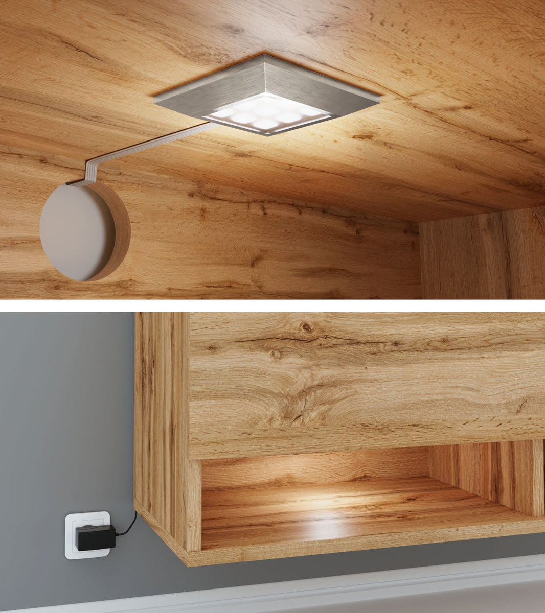 TV-állvány Lowboard A180 (Adenik 180), Led világítás: Igen, Szín: Wotan tölgy