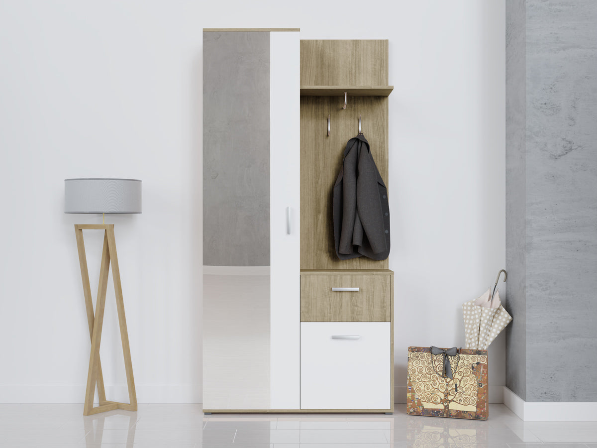 Előszoba garnitúra LUX (Osztály), Szín: Sonoma tölgy + Fehér