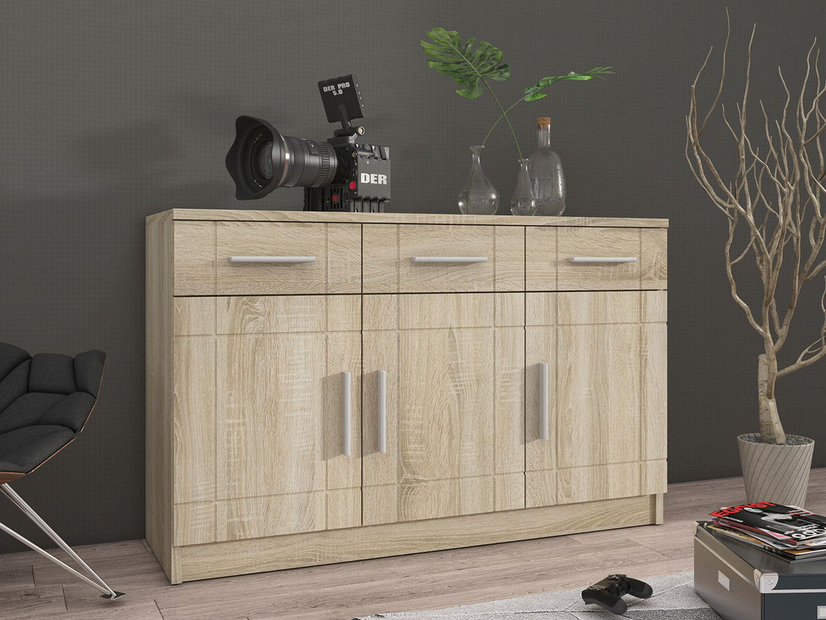 Komód PARIS 3F3S (Passion fruit), Szín: Sonoma tölgy