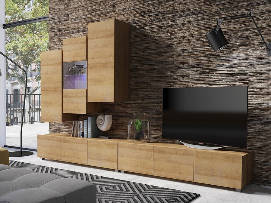 Nappali szett Calabrini (Bralani XVII), Szín: Arany tölgy , Led világítás: Igen fehér