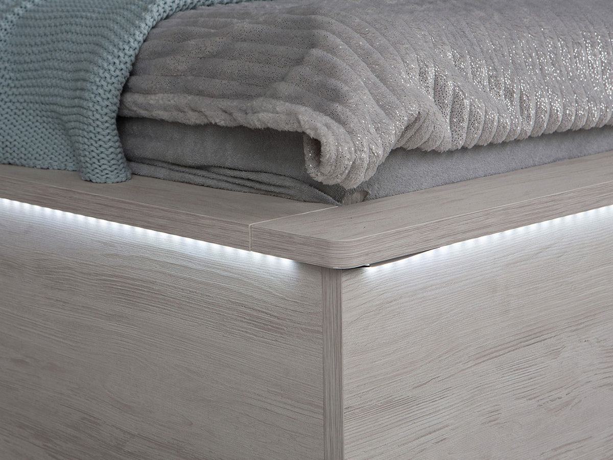 Ágy Denver (Verdek VD06), Led világítás: Igen, Szín: Monastery tölgy + Soft Pik 011