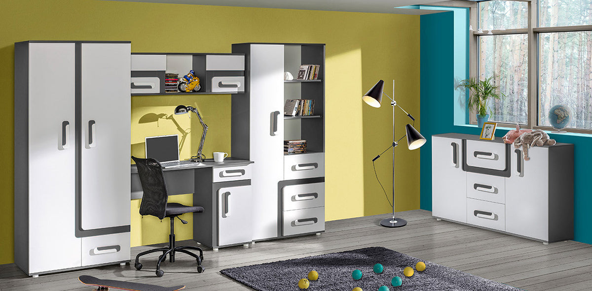 Komód Apetito 128 (Petito PE07), Szín: Antracit + Fehér