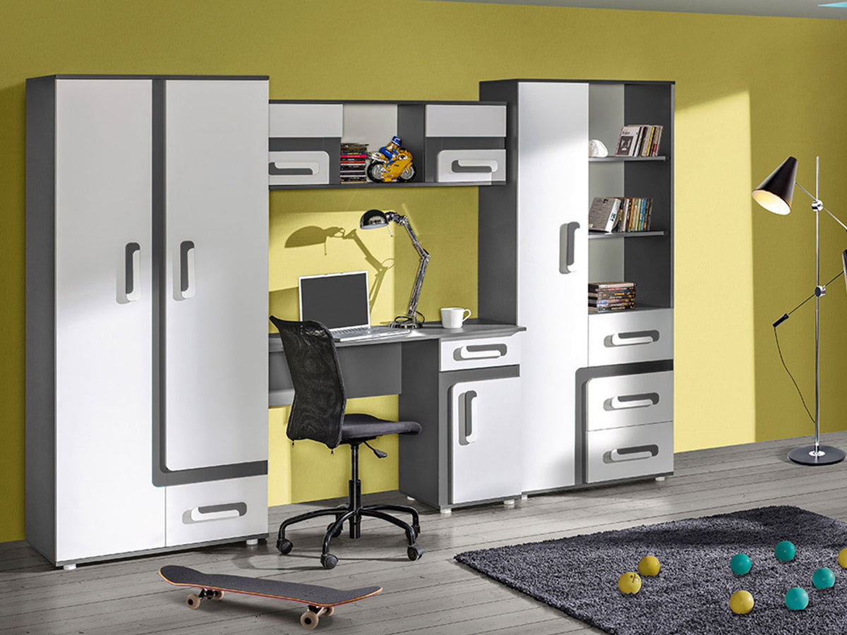 Gyerekszoba garnitúra Apetito (Petito) XVI, Szín: Antracit + Fehér