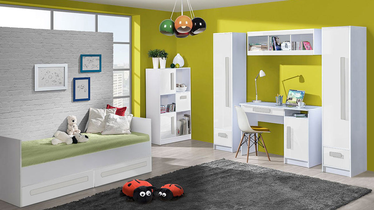 Ágy Guliver 90 (Raliv RL11), Szín: Fehér + Fényes Türkiz