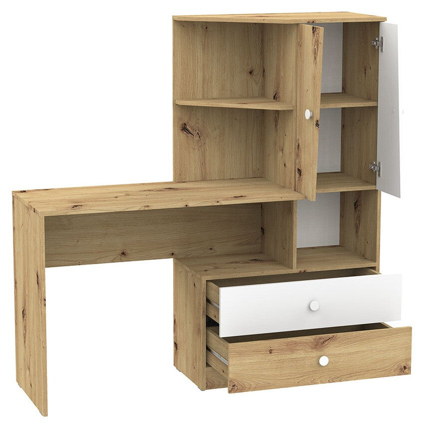 Íróasztal Nero 11 (Wurak), Szín: Artisan tölgy + Fehér + Szürke