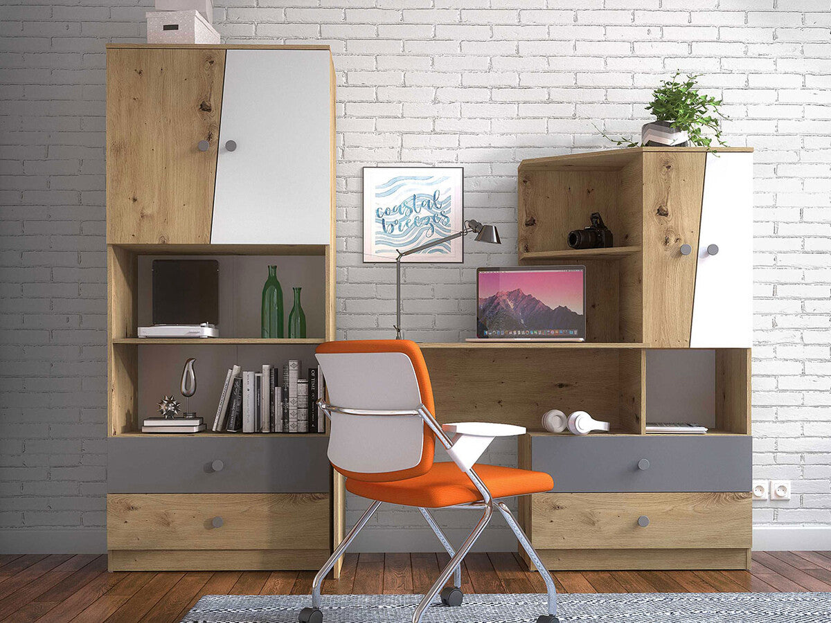 Bútorkészlet Nero III (Wurak), Szín: Artisan tölgy + Fehér + Szürke