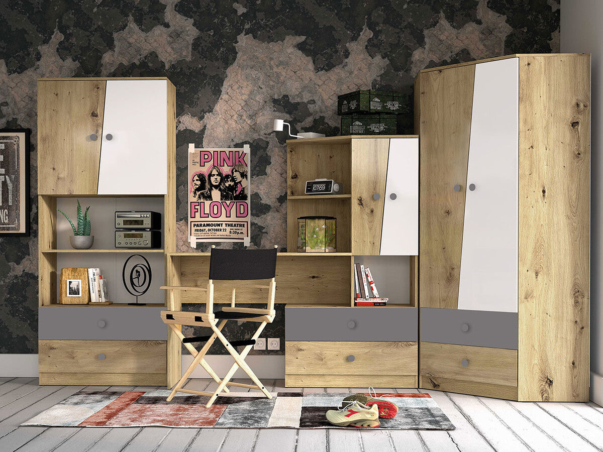 Bútorkészlet Nero IV (Wurak), Szín: Artisan tölgy + Fehér + Szürke