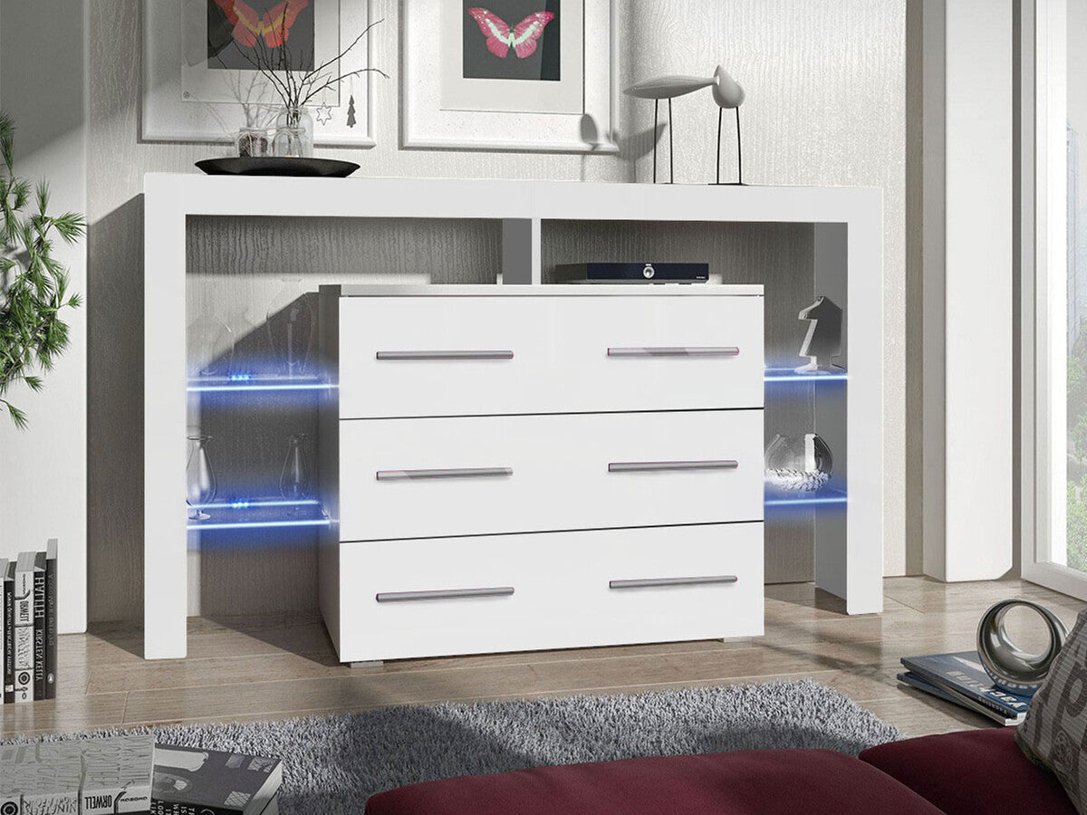 Komód RIVA Plus (Ravido Plus), Szín: Fehér + Fényes fehér