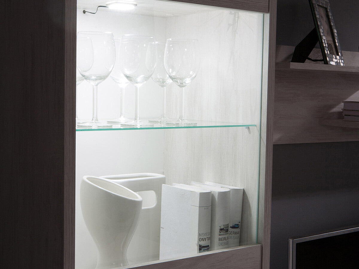 Könyvespolc Denver (Verdek VD16), Led világítás: Nem, Szín: Monastery tölgy + Fényes fekete