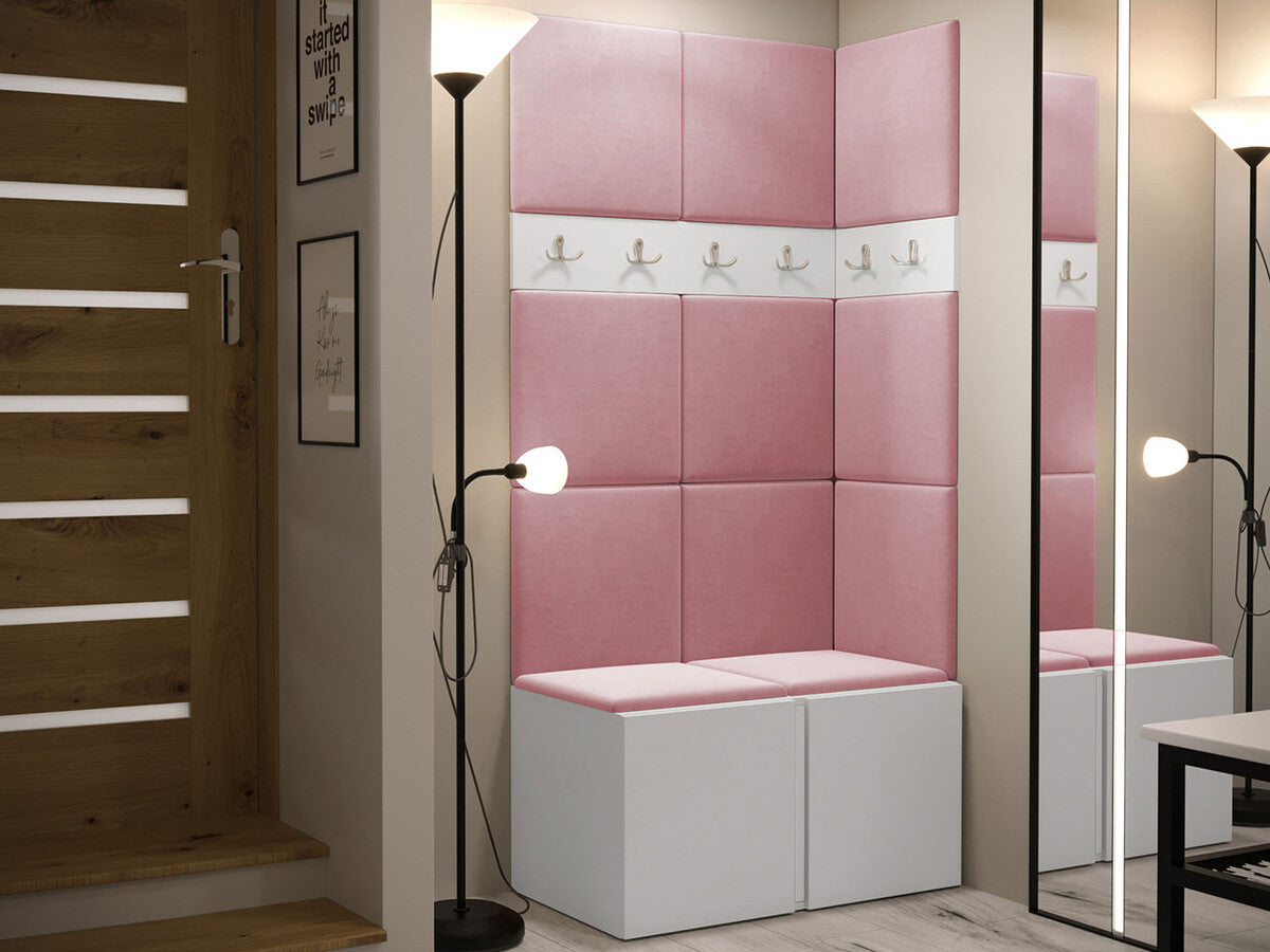 Előszoba garnitúra ORION I (Tavasz I), Keret színe: Fehér, Puha falpanel színe: Manila 09