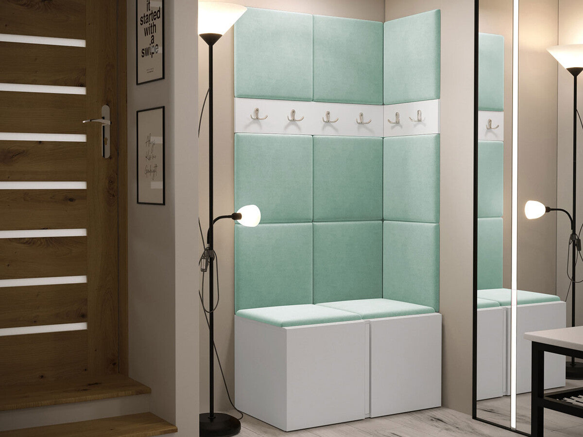 Előszoba garnitúra ORION I (Tavasz I), Keret színe: Fehér, Puha falpanel színe: Manila 11