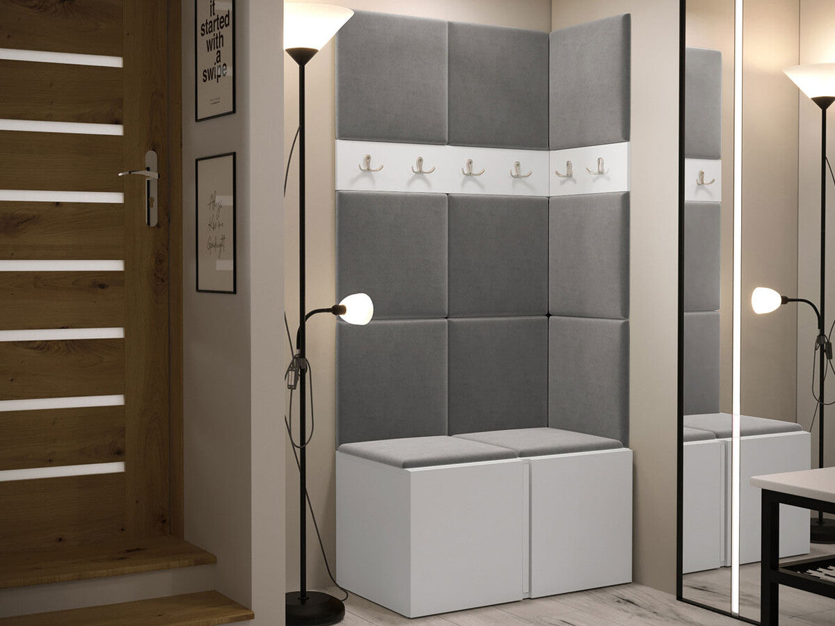 Előszoba garnitúra ORION I (Tavasz I), Keret színe: Fehér, Puha falpanel színe: Manila 16