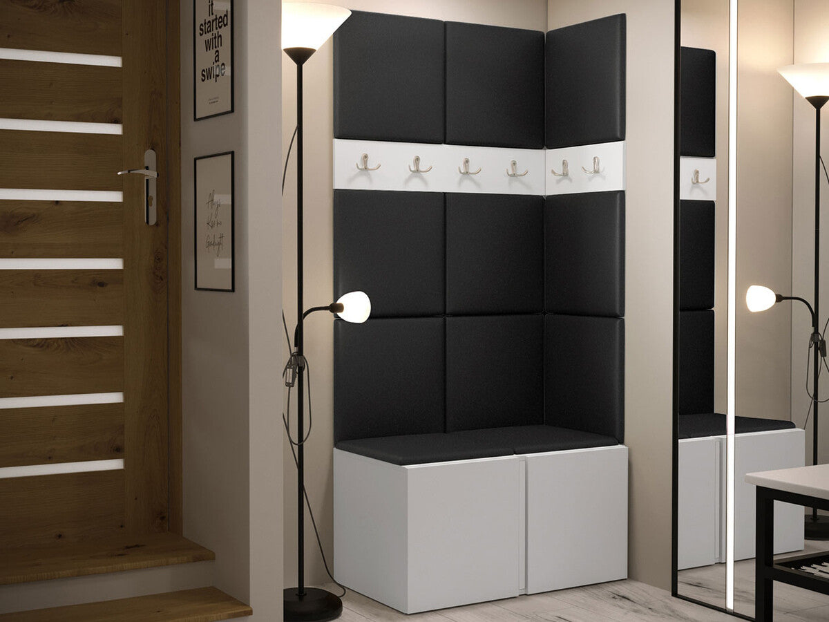 Előszoba garnitúra ORION I (Tavasz I), Keret színe: Fehér, Puha falpanel színe: Öko bőr Soft 011