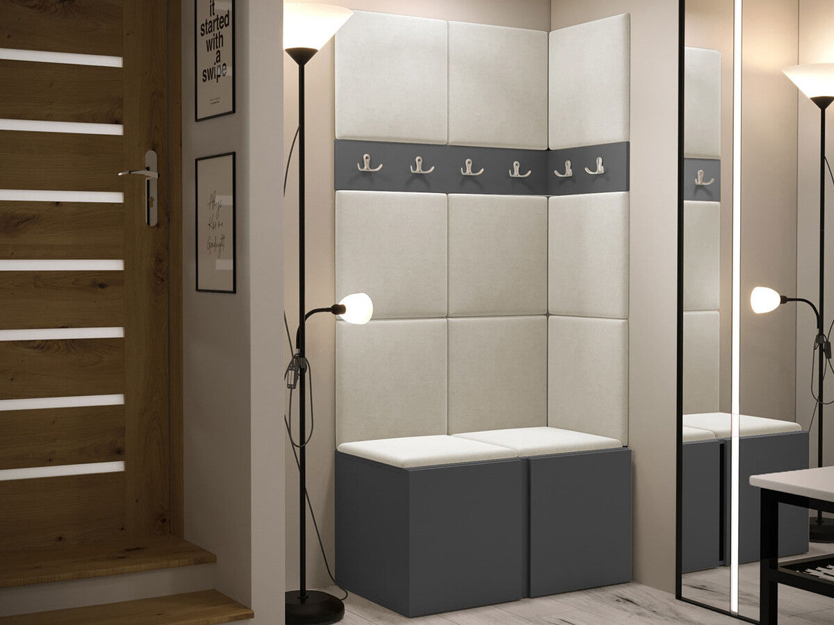 Előszoba garnitúra ORION I (Tavasz I),Keret színe: Grafit, Puha falpanel színe: Manila 02