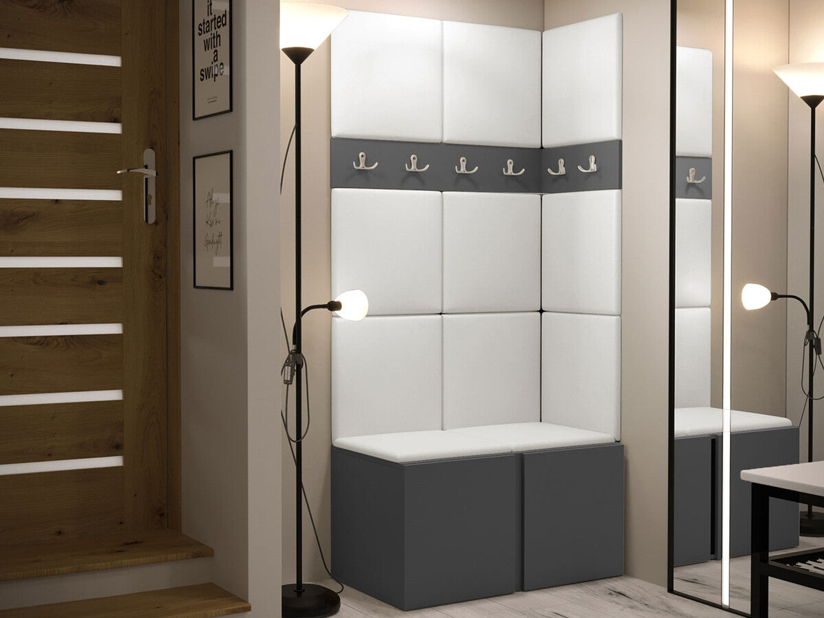 Előszoba garnitúra ORION I (Tavasz I), Keret színe: Grafit, Puha falpanel színe: Öko bőr Soft 017