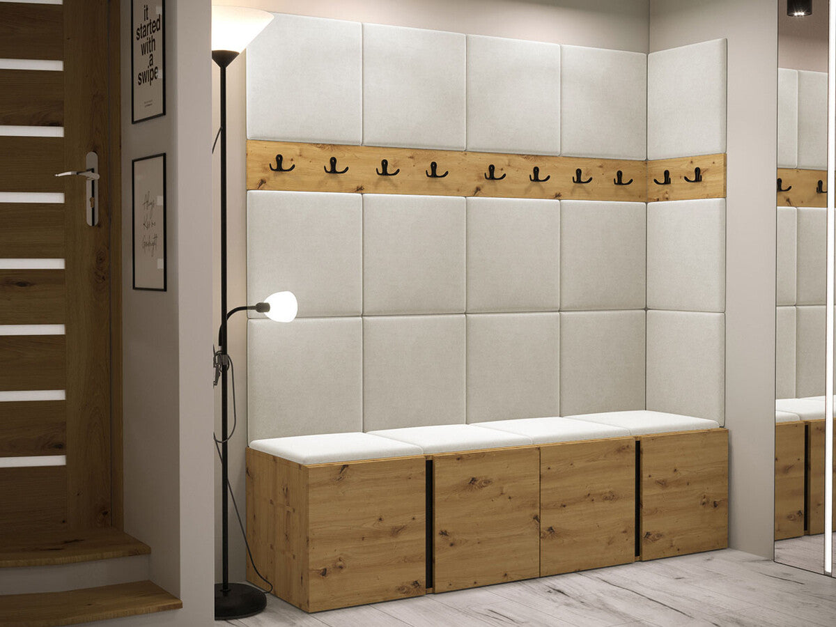 Előszoba garnitúra ORION II (Tavasz II), Keret színe: Artisan tölgy, Puha falpanel színe: Manila 02