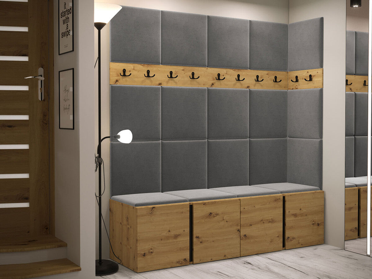 Előszoba garnitúra ORION II (Tavasz II), Keret színe: Artisan tölgy, Puha falpanel színe: Manila 16