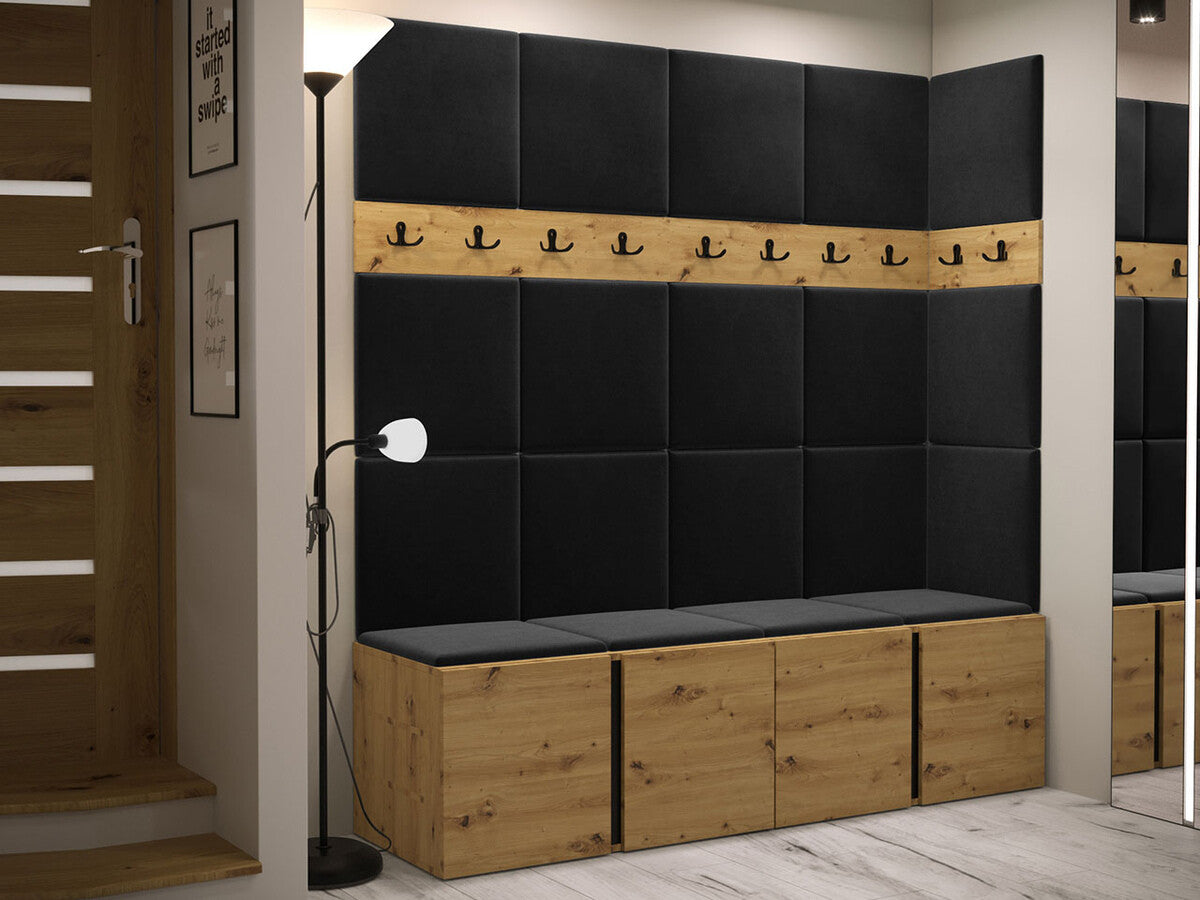 Előszoba garnitúra ORION II (Tavasz II), Keret színe: Artisan tölgy, Puha falpanel színe: Manila 18