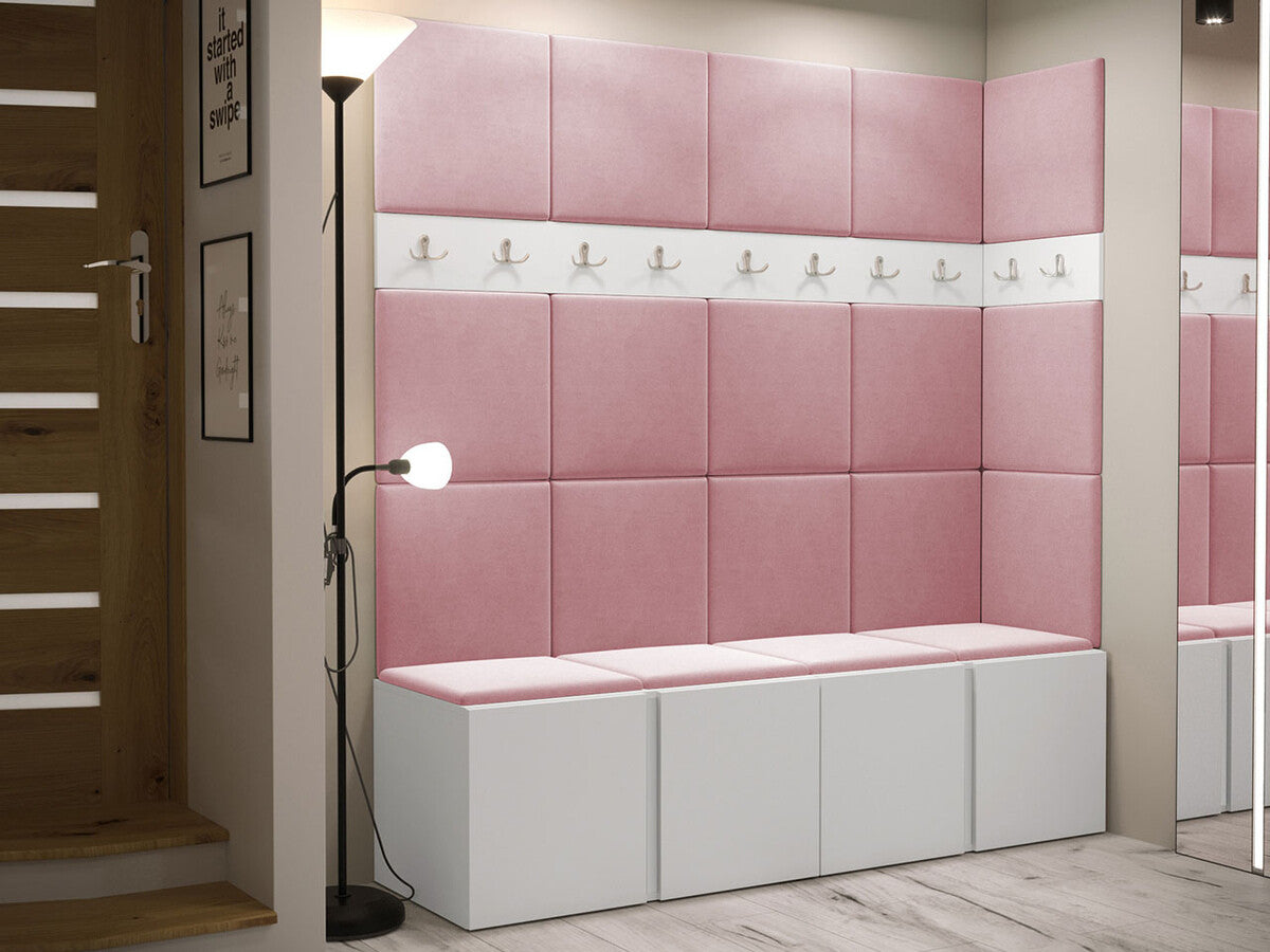 Előszoba garnitúra ORION II (Tavasz II), Keret színe: Fehér, Puha falpanel színe: Manila 09