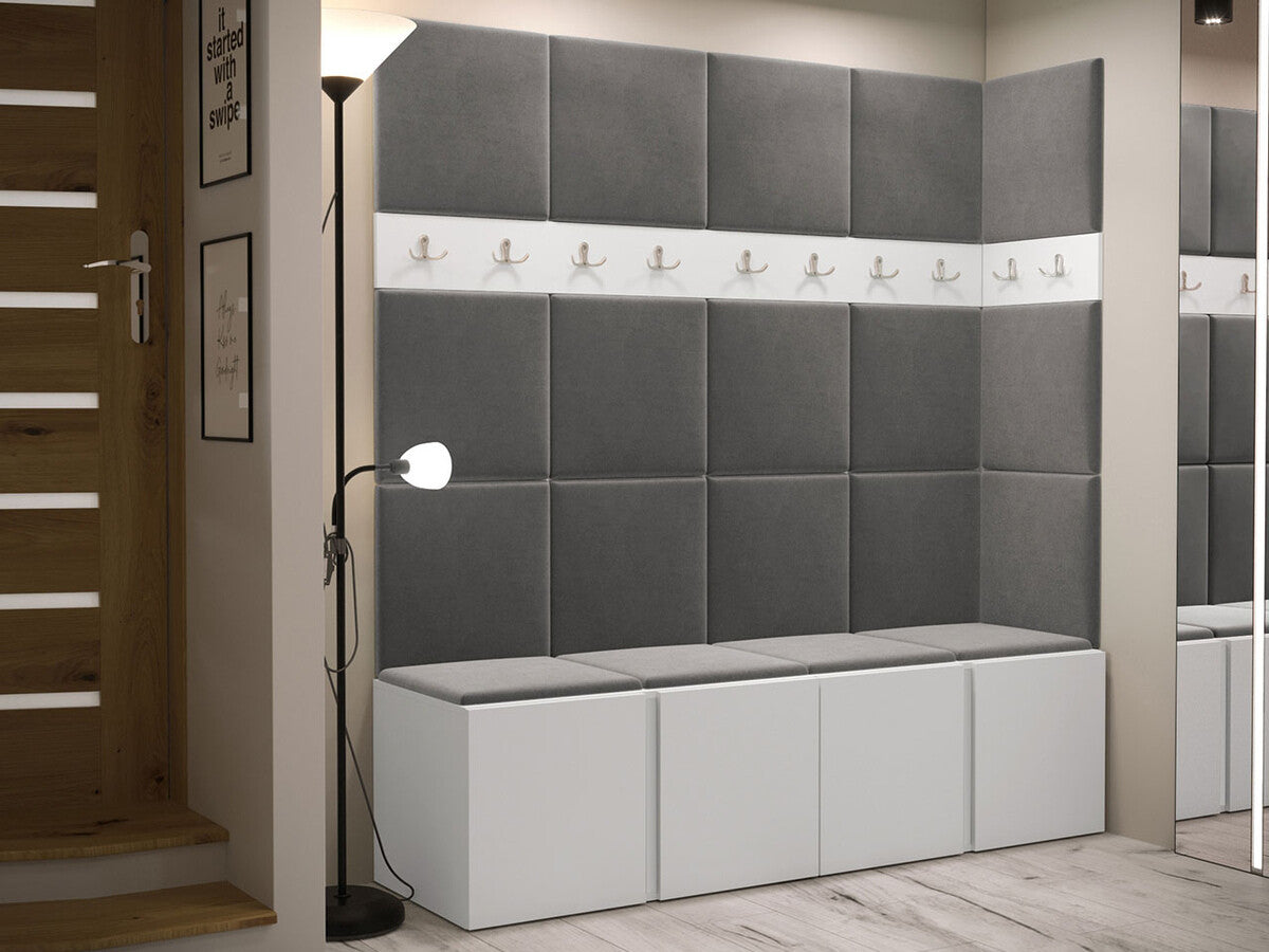 Előszoba garnitúra ORION II (Tavasz II), Keret színe: Fehér, Puha falpanel színe: Manila 16