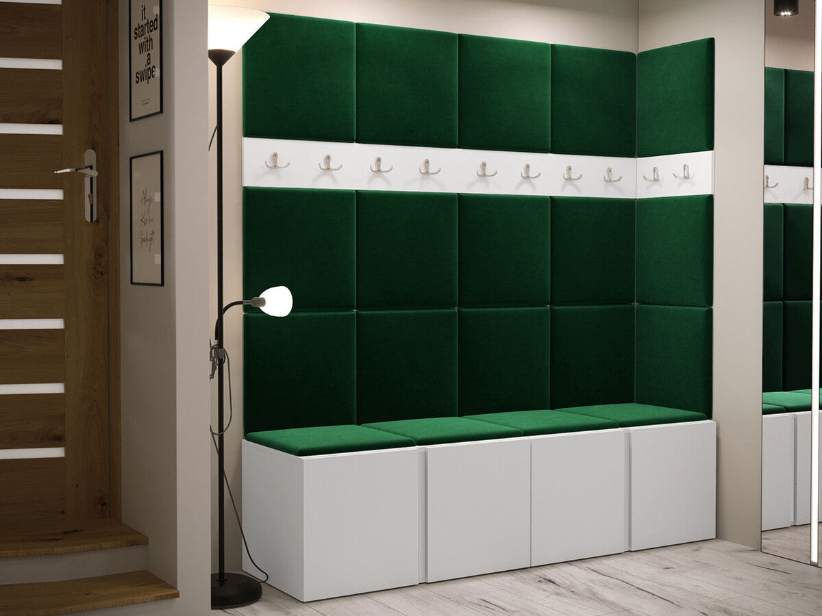 Előszoba garnitúra ORION II (Tavasz II), Keret színe: Fehér, Puha falpanel színe: Manila 35