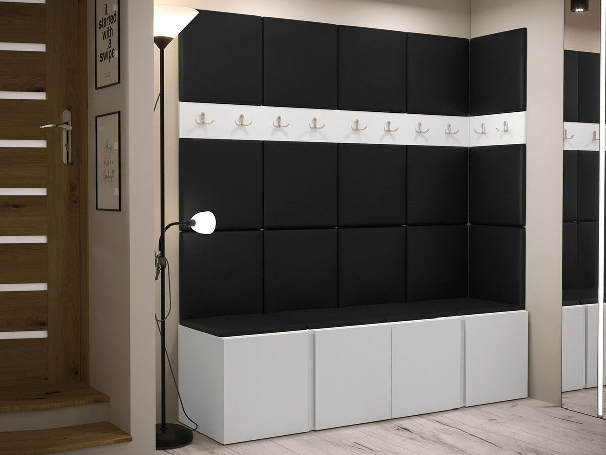 Előszoba garnitúra ORION II (Tavasz II), Keret színe: Fehér, Puha falpanel színe: Öko bőr Soft 011