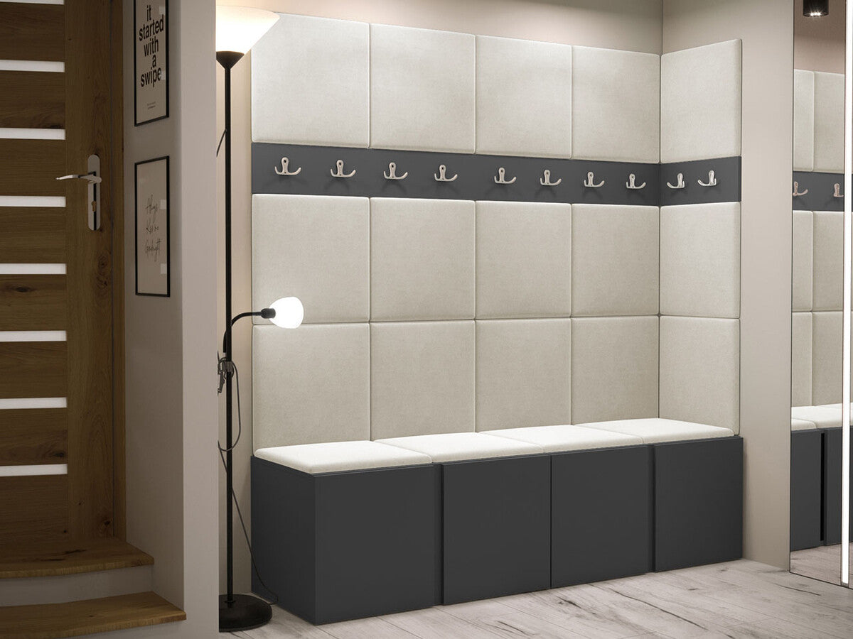 Előszoba garnitúra ORION II (Tavasz II), Keret színe: Grafit, Puha falpanel színe: Manila 02