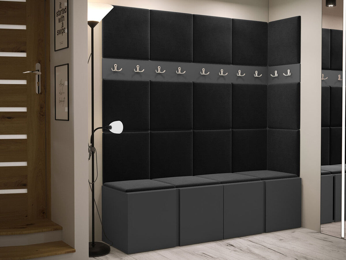 Előszoba garnitúra ORION II (Tavasz II), Keret színe: Grafit, Puha falpanel színe: Manila 18