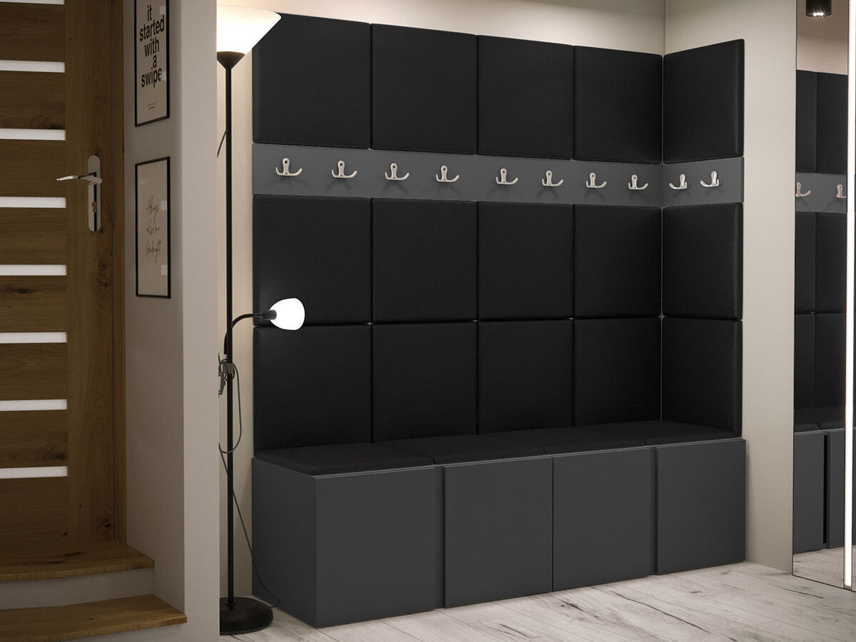 Előszoba garnitúra ORION II (Tavasz II), Keret színe: Grafit, Puha falpanel színe: Öko bőr Soft 011