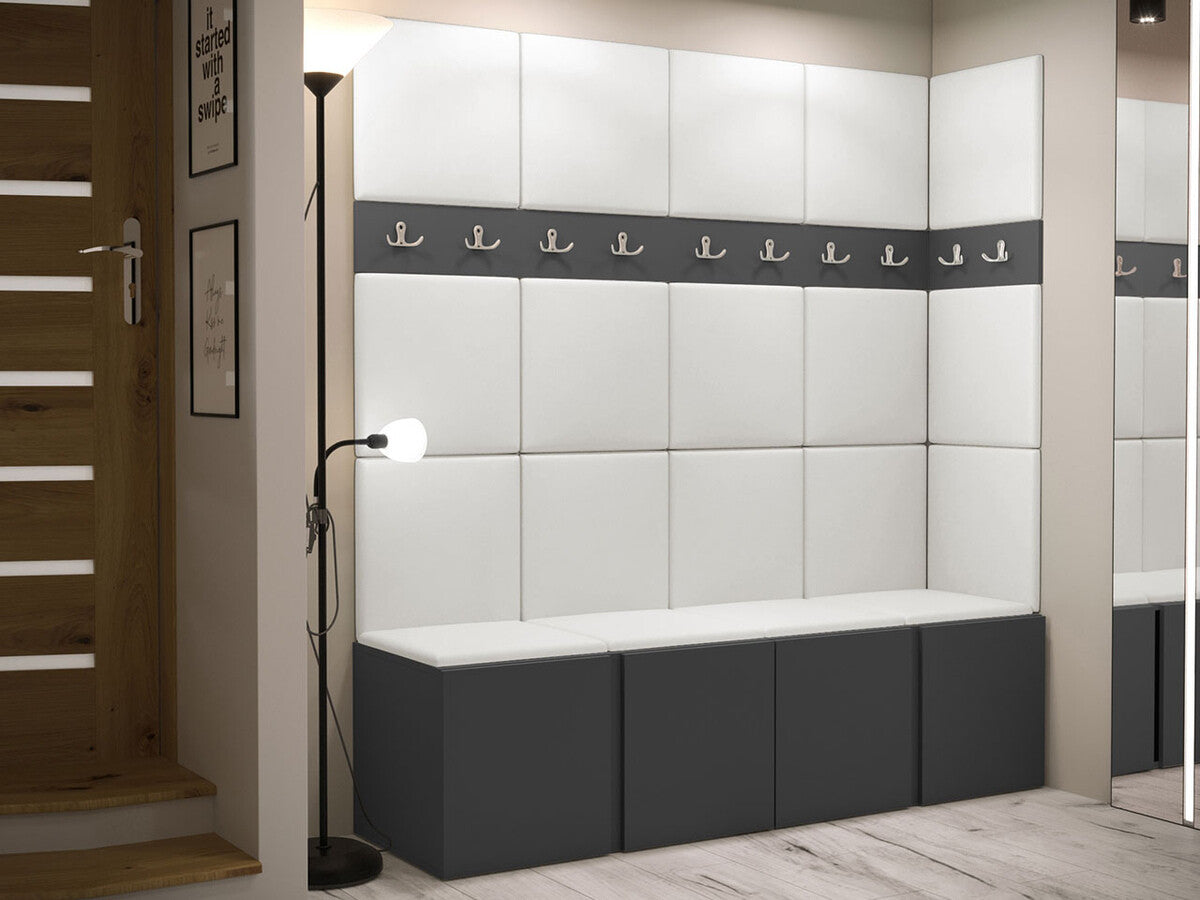 Előszoba garnitúra ORION II (Tavasz II), Keret színe: Grafit, Puha falpanel színe: Öko bőr Soft 017