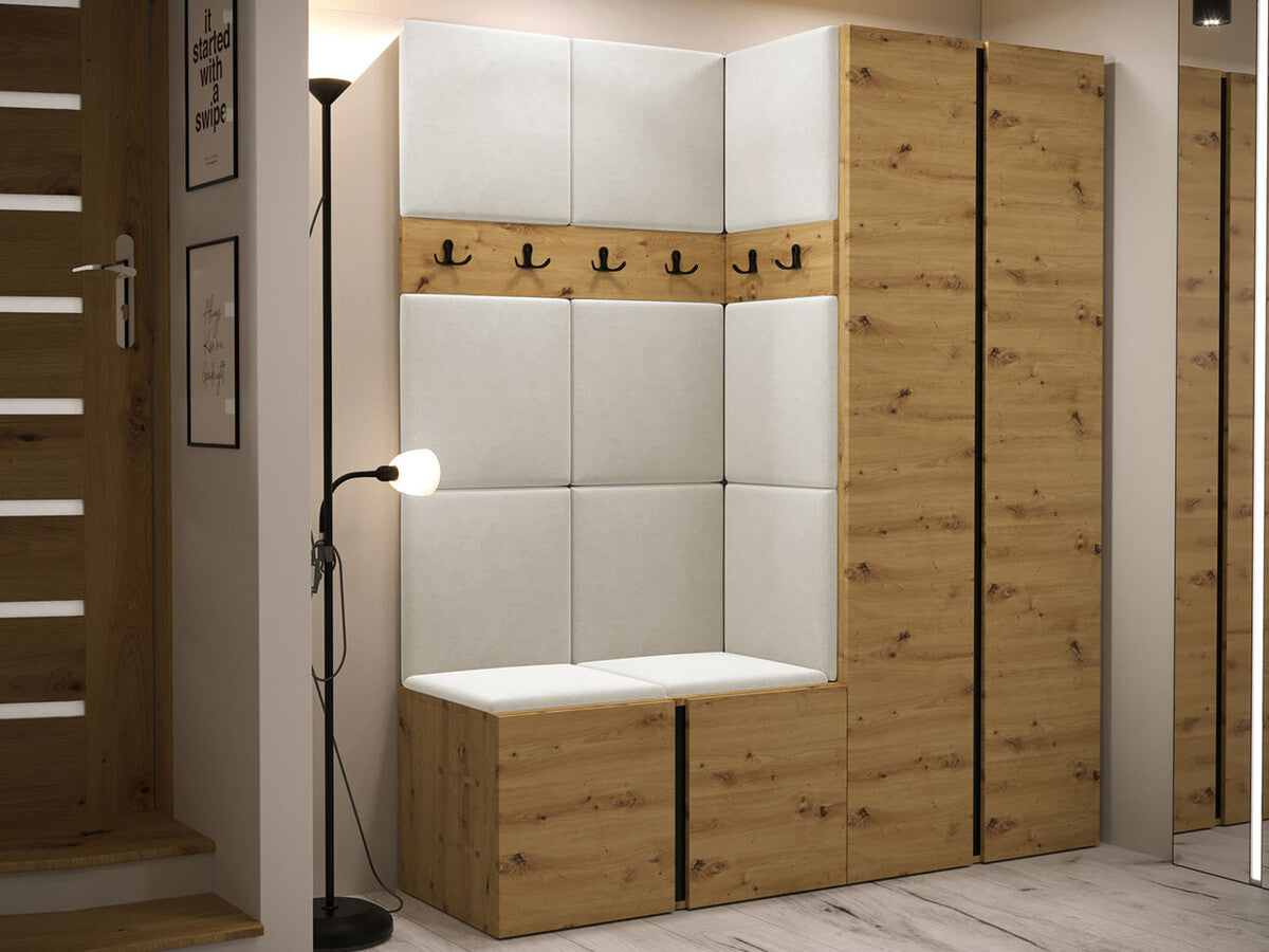 Előszoba garnitúra ORION III (Tavasz III), Keret színe: Artisan tölgy, Puha falpanel színe: Manila 02