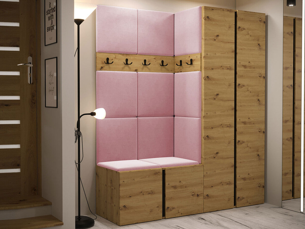 Előszoba garnitúra ORION III (Tavasz III), Keret színe: Artisan tölgy, Puha falpanel színe: Manila 09