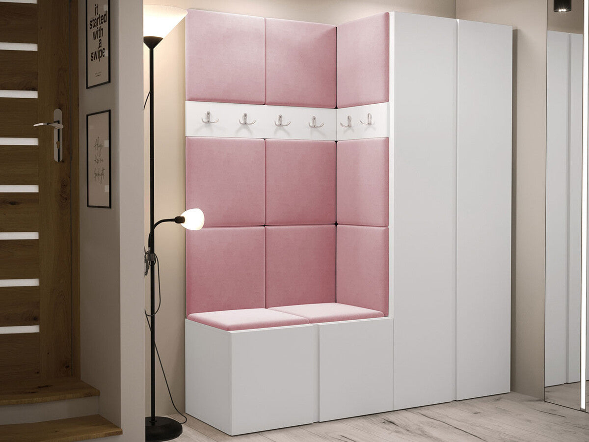 Előszoba garnitúra ORION III (Tavasz III), Keret színe: Fehér, Puha falpanel színe: Manila 09