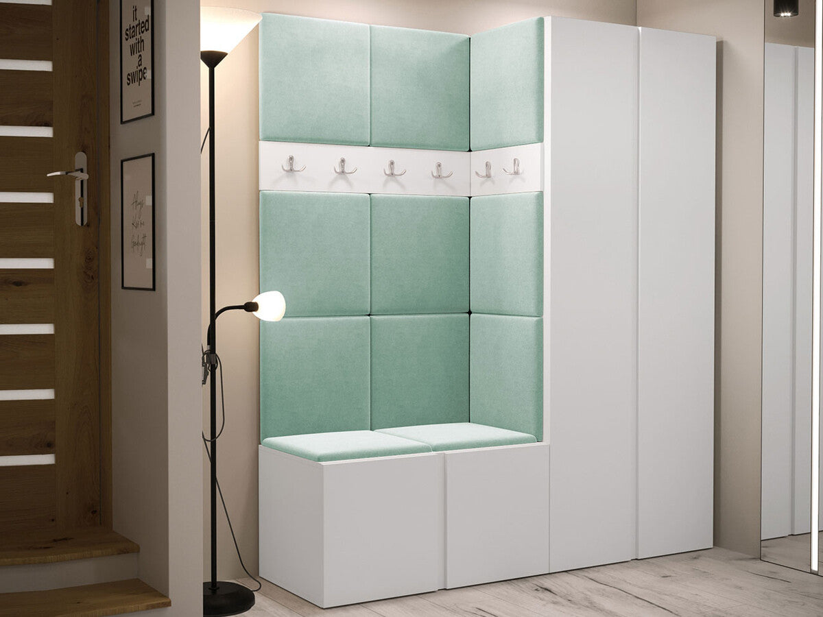 Előszoba garnitúra ORION III (Tavasz III), Keret színe: Fehér, Puha falpanel színe: Manila 11